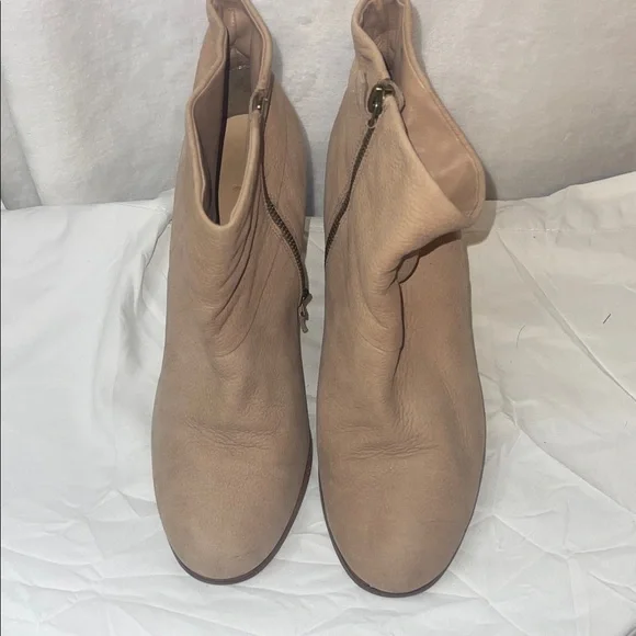 Cole Haan Beige Leather Ankle Booties with Stacked Heel - Picture 9 of 11